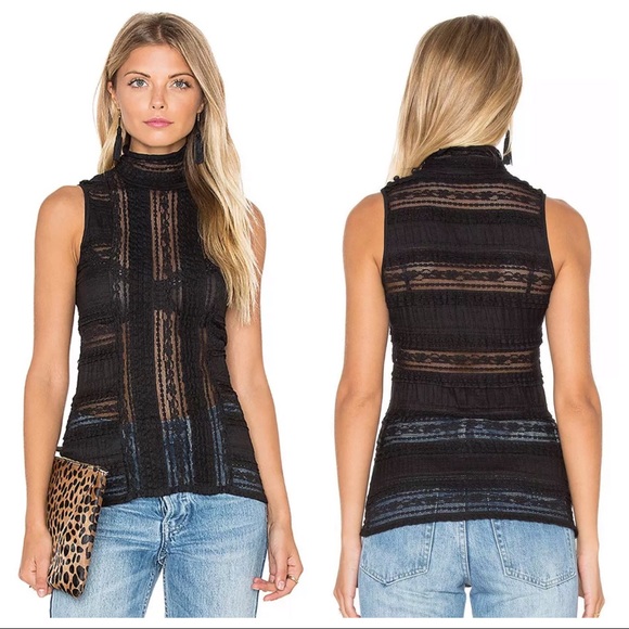 cinq a sept Tops - cinq a sept Black Antonia Turtleneck Sheer Top